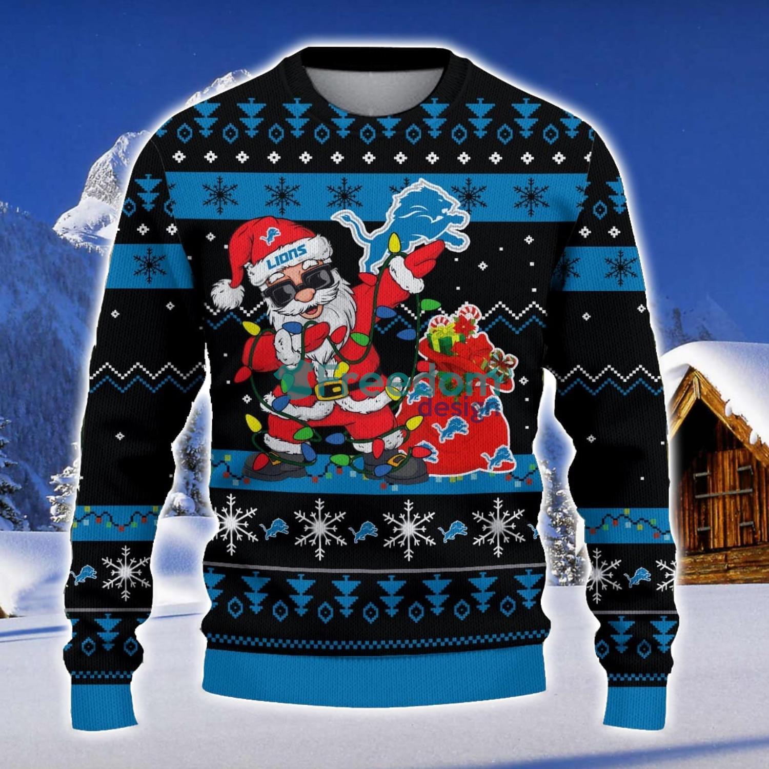 Detroit Lions Santa Claus Ugly Christmas Sweater Christmas Gift 3D Sweater image Detroit Lions Santa Claus Ugly Christmas Sweater Christmas Gift 3D Sweater Product Photo 1