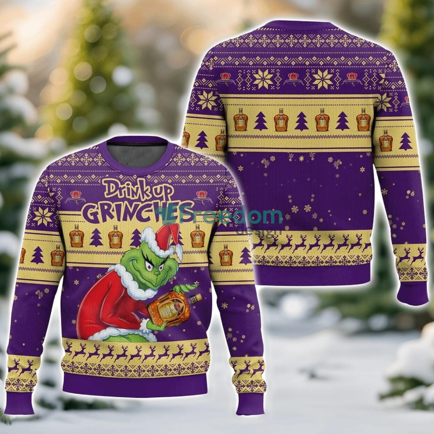 Drink Up Grinches Crown Royal 3D Ugly Christmas Sweater For Men And Women Christmas Season Gift image Drink Up Grinches Crown Royal 3D Ugly Christmas Sweater For Men And Women Christmas Season Gift Product Photo 1