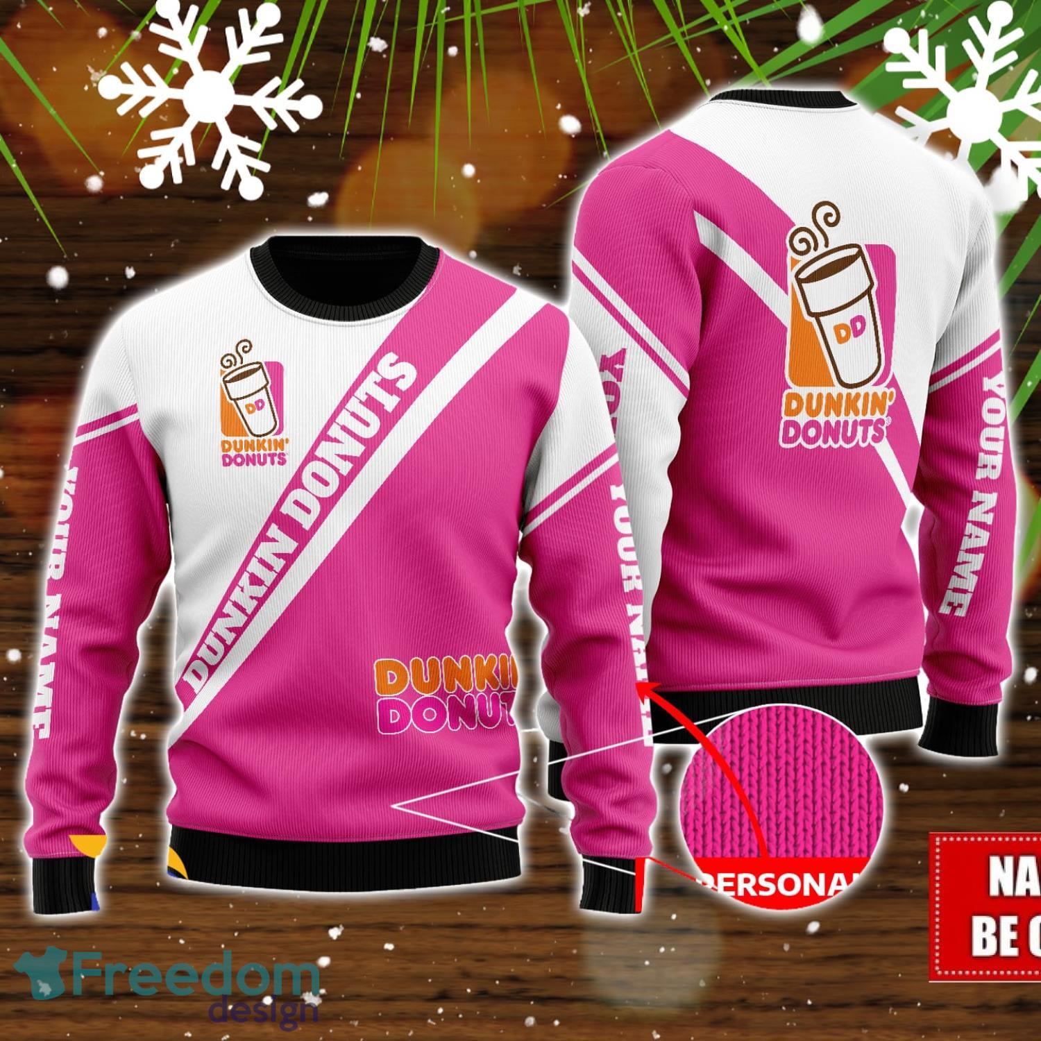 Dunkin Donuts Personalized All Over Print Sweater Christmas Holiday Gift Men and Women image Dunkin Donuts Personalized All Over Print Sweater Christmas Holiday Gift Men and Women Product Photo 1