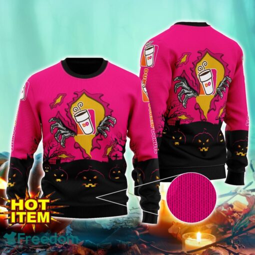 Dunkin Donuts Scary Night Halloween Hand Pull Out Halloween 3D Sweater For Men and Women Product Photo 1