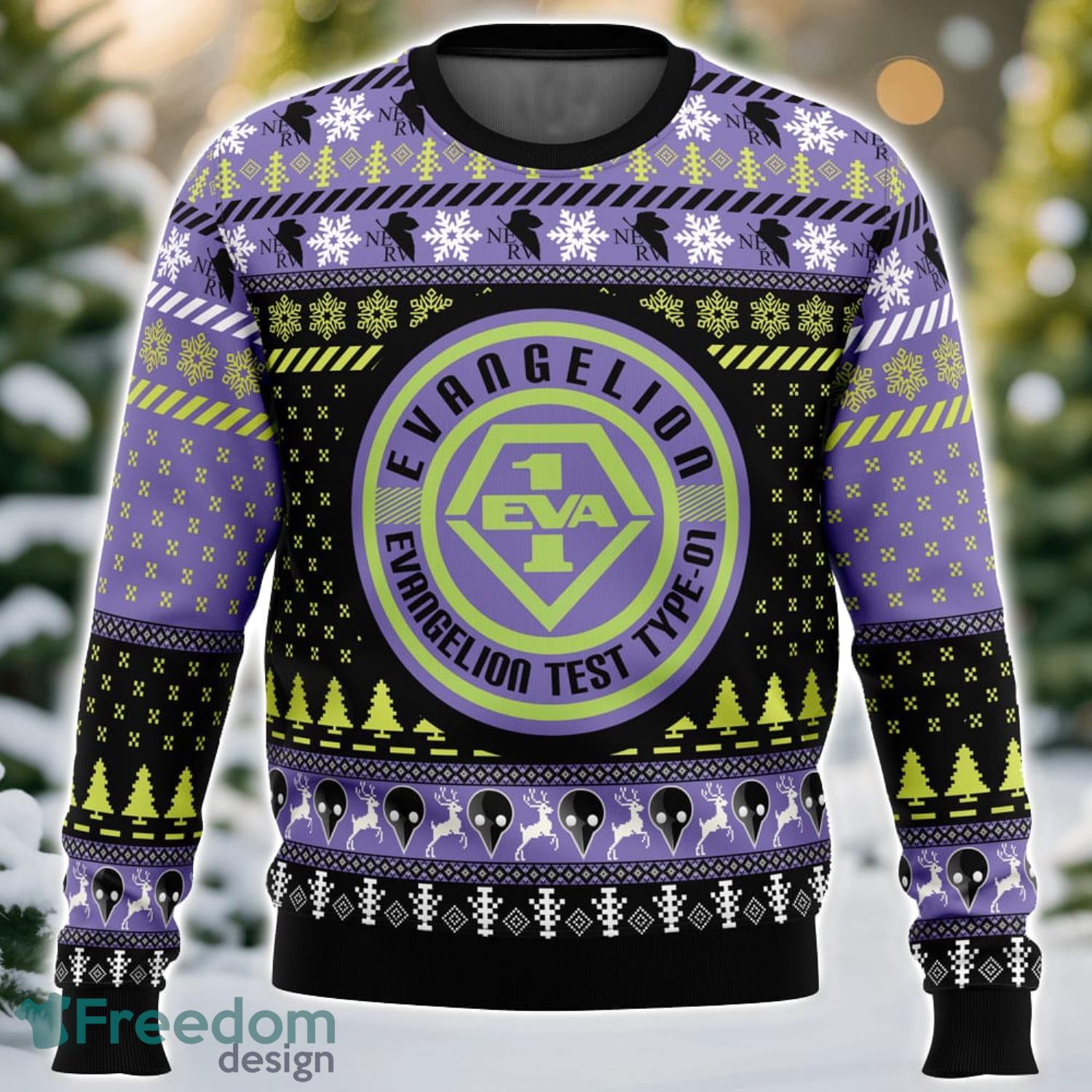 Eva 01 Neon Genesis Evangelion Ugly Christmas Sweater Holiday Christmas Gift image Eva-01 Neon Genesis Evangelion Ugly Christmas Sweater Holiday Christmas Gift Product Photo 1