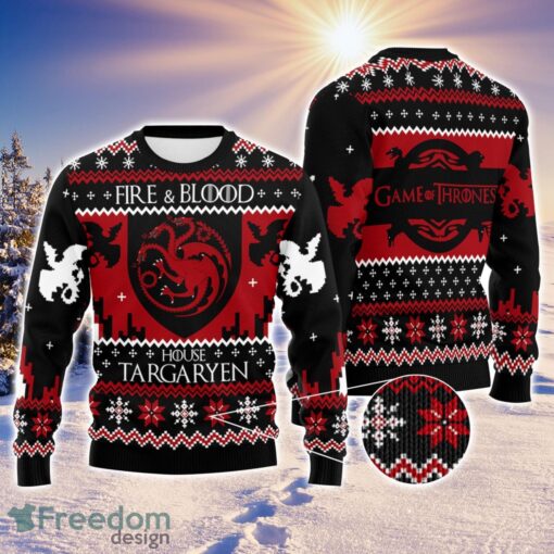 Fire And Blood House Targaryen Arya Stark Game Thrones Ugly Christmas Sweater Holiday Gift Product Photo 1