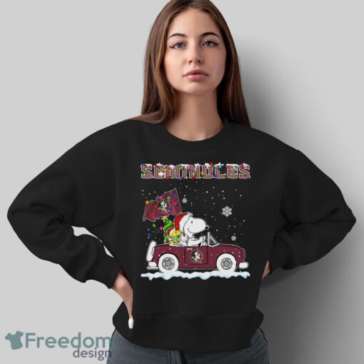 Florida State Seminoles Snoopy And Woodstock Driving Car Shirt Sweatshirt Hoodie - Sweatshirt