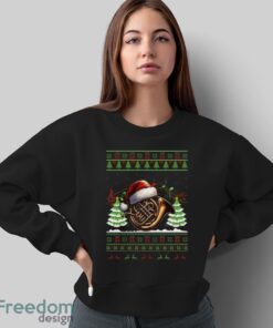 French Horn Christmas Sweatshirt, Ugly Xmas Musicians Hoodie Shirt - Sweatshirt