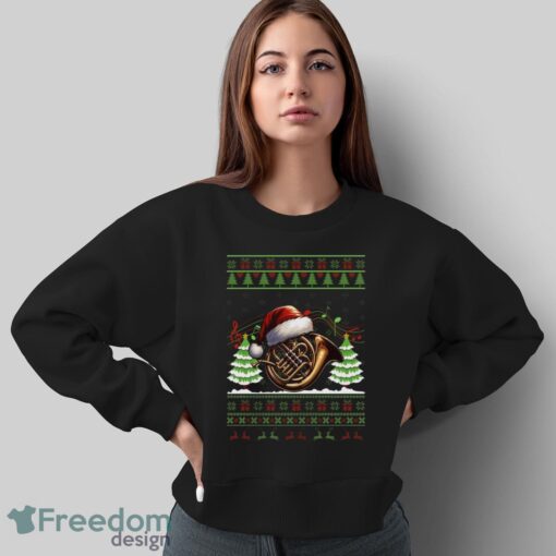 French Horn Christmas Sweatshirt, Ugly Xmas Musicians Hoodie Shirt - Sweatshirt