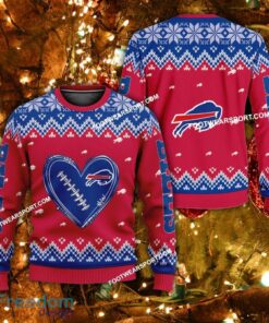 Funny Heart Football Buffalo Bills Christmas Sweater For Men Women