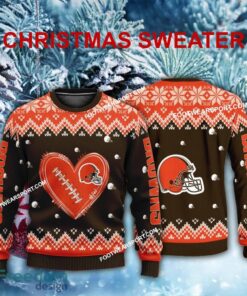 Funny Heart Football Cleveland Browns Christmas Sweater For Men Women