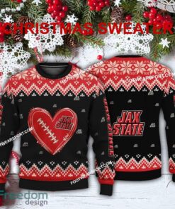 Funny Heart Football Jacksonville State Gamecocks Xmas Sweater Gift For Adult