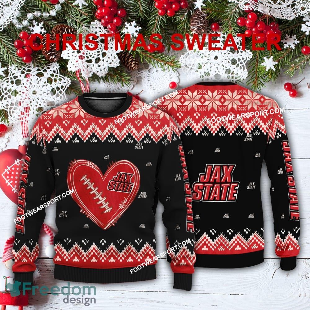 Funny Heart Football Jacksonville State Gamecocks Xmas Sweater Gift For Adult image Funny Heart Football Jacksonville State Gamecocks Xmas Sweater Gift For Adult - Funny Heart Football Jacksonville State Gamecocks Xmas Sweater Gift For Adult