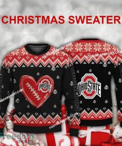 Funny Heart Football Ohio State Buckeyes Christmas 3D Sweater For Men Women