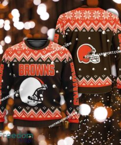 Funny Helmet Cleveland Browns Christmas Sweater AOP Gift For Adult