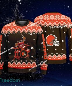 Funny Muppets Play Drums Cleveland Browns Xmas 3D Sweater Gift Holidays