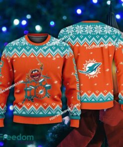 Funny Muppets Play Drums Miami Dolphins Xmas Sweater For Men Women