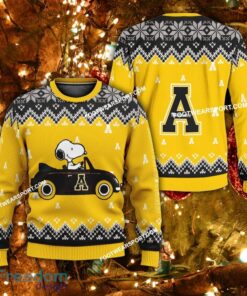 Funny Snoopy Driving Car Appalachian State Mountaineers Xmas 3D Sweater For Men Women
