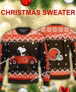 Funny Snoopy Driving Car Cleveland Browns Christmas Sweater For Men Women
