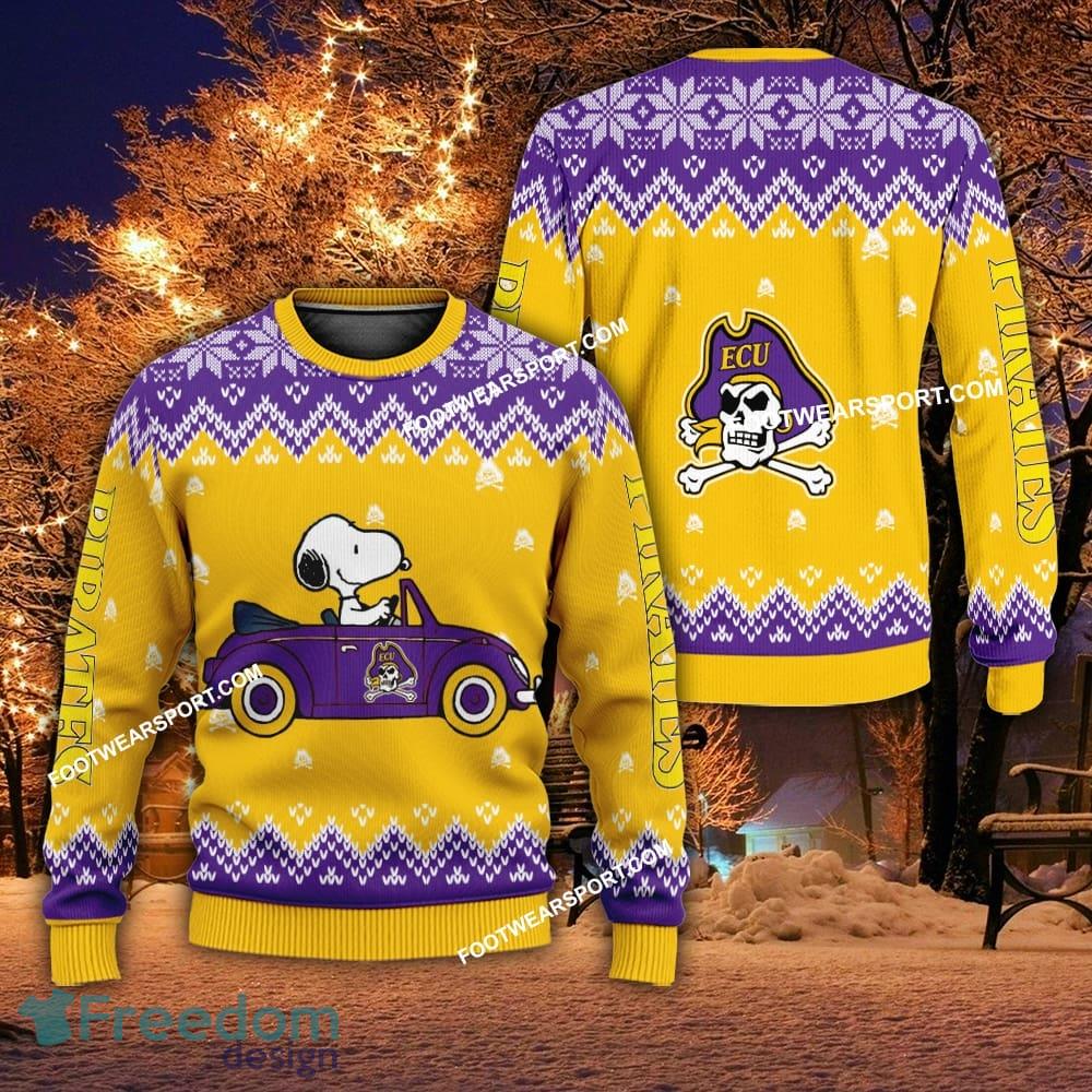 Funny Snoopy Driving Car East Carolina Pirates Xmas Sweater For Men Women image Funny Snoopy Driving Car East Carolina Pirates Xmas Sweater For Men Women - Funny Snoopy Driving Car East Carolina Pirates Xmas Sweater For Men Women