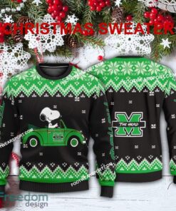Funny Snoopy Driving Car Marshall Thundering Herd Xmas 3D Sweater For Men Women