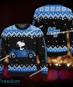 Funny Snoopy Driving Car Middle Tenn Blue Raiders Christmas Sweater Gift Holidays