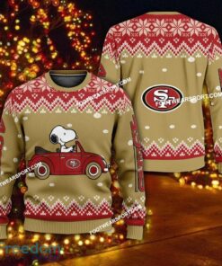 Funny Snoopy Driving Car San Francisco 49ers Christmas Sweater For Men Women