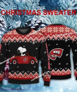 Funny Snoopy Driving Car Western Kentucky Hilltoppers Xmas Sweater AOP For Men Women