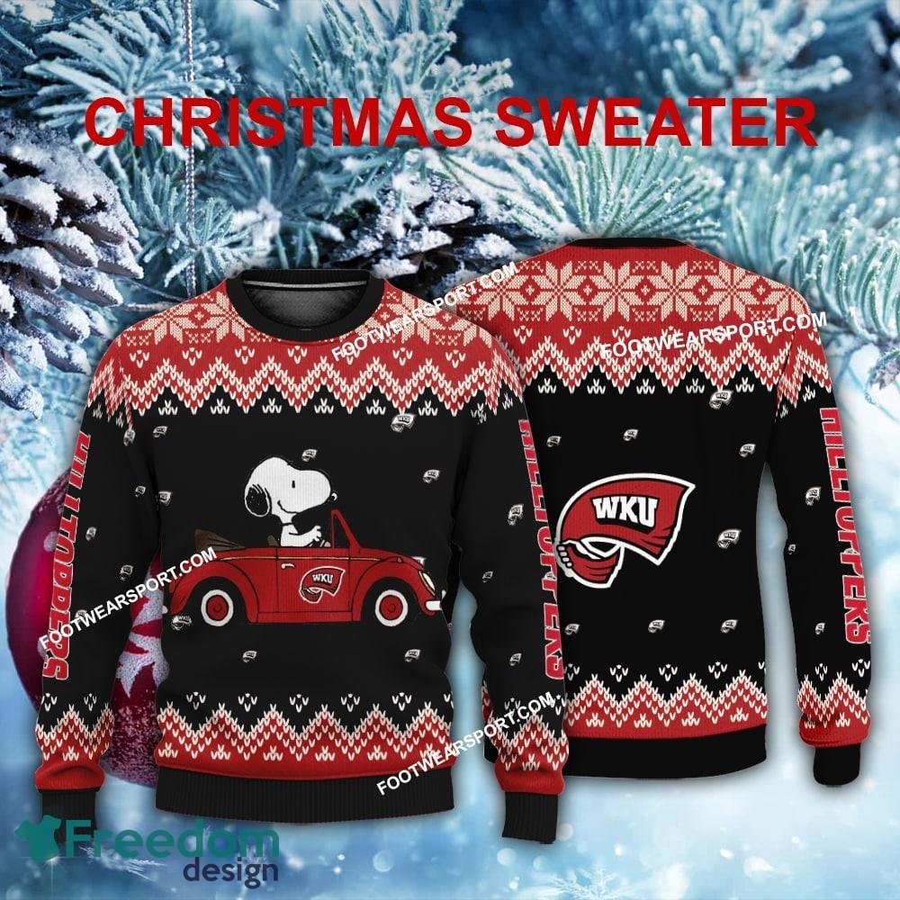 Funny Snoopy Driving Car Western Kentucky Hilltoppers Xmas Sweater AOP For Men Women image Funny Snoopy Driving Car Western Kentucky Hilltoppers Xmas Sweater AOP For Men Women - Funny Snoopy Driving Car Western Kentucky Hilltoppers Xmas Sweater AOP For Men Women