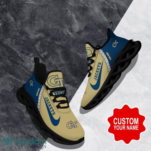 Georgia Tech Yellow Jackets Custom Name Limited Max Soul Shoes Sneakers For Sports Fans Gift Product Photo 1