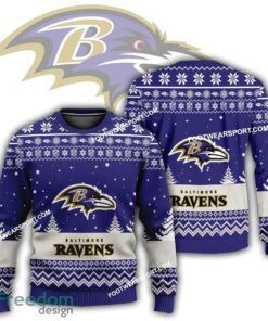 Gift Christmas Baltimore Ravens Logo Pattern Ugly Sweater AOP For Men Women