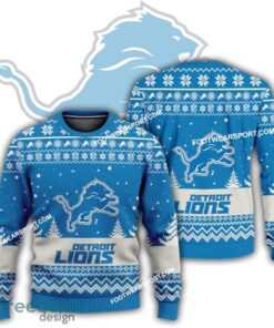 Gift Christmas Detroit Lions Logo Pattern Ugly Sweater AOP For Men Women