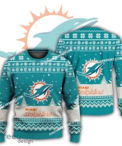 Gift Christmas Miami Dolphins Logo Pattern Knitted Sweater Gift Holidays