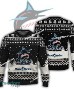 Gift Christmas Miami Marlins Logo Pattern Ugly Sweater AOP Gift Holidays