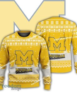 Gift Christmas Michigan Wolverines Logo Pattern Ugly Sweater AOP Gift For Adult