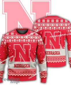 Gift Christmas Nebraska Cornhuskers Logo Pattern Ugly 3D Sweater Gift For Adult