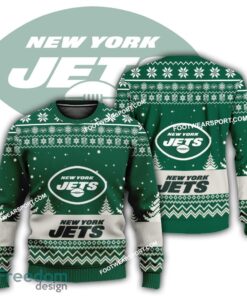 Gift Christmas New York Jets Logo Pattern Ugly Sweater For Men Women