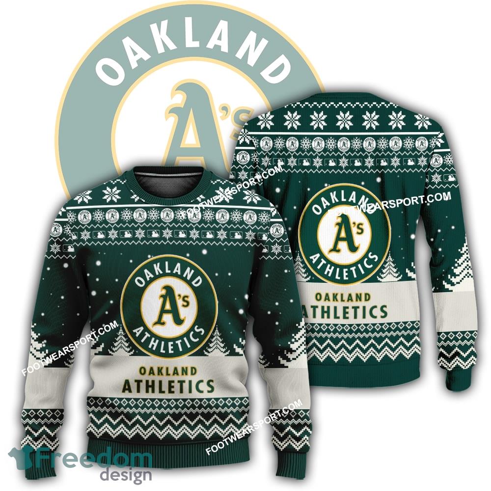 Gift Christmas Oakland Athletics Logo Pattern Knitted Sweater For Men Women image Gift Christmas Oakland Athletics Logo Pattern Knitted Sweater For Men Women - Gift Christmas Oakland Athletics Logo Pattern Knitted Sweater For Men Women