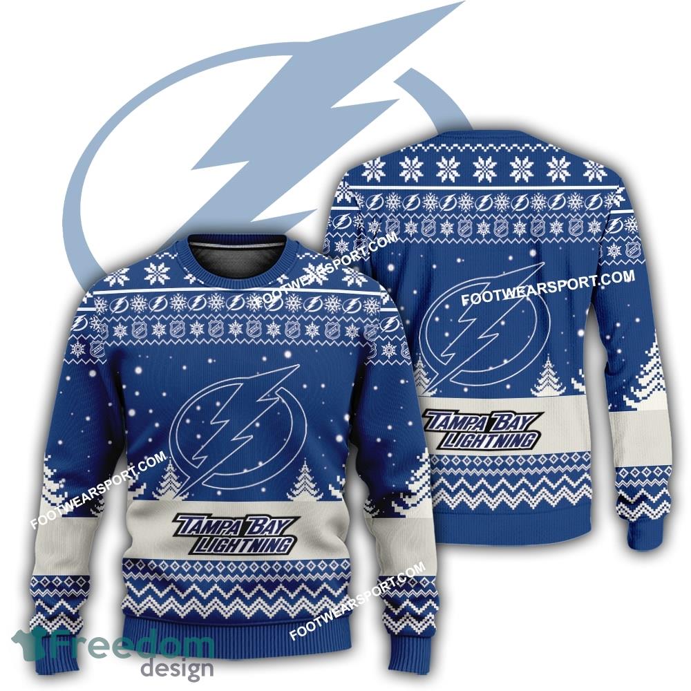 Gift Christmas Tampa Bay Lightning Logo Pattern Ugly Sweater AOP For Men Women image Gift Christmas Tampa Bay Lightning Logo Pattern Ugly Sweater AOP For Men Women - Gift Christmas Tampa Bay Lightning Logo Pattern Ugly Sweater AOP For Men Women