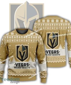 Gift Christmas Vegas Golden Knights Logo Pattern Knitted 3D Sweater Gift Holidays