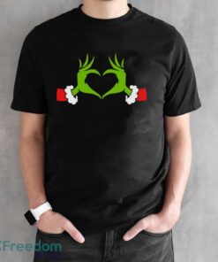 Grinch Heart Hands Shirt, Santa Grinch Tee, Grinch Christmas Shirt - Black Unisex T-Shirt