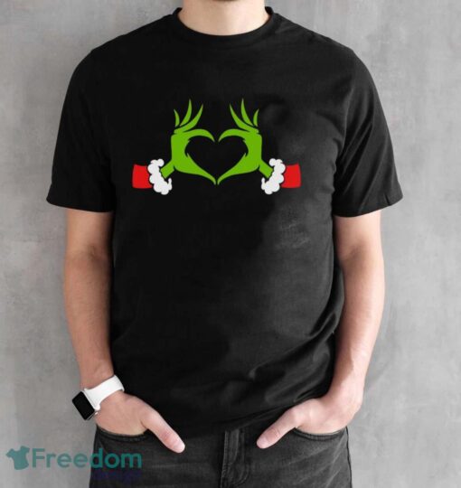 Grinch Heart Hands Shirt, Santa Grinch Tee, Grinch Christmas Shirt - Black Unisex T-Shirt