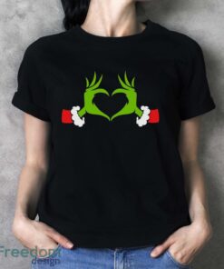 Grinch Heart Hands Shirt, Santa Grinch Tee, Grinch Christmas Shirt - Ladies T-Shirt