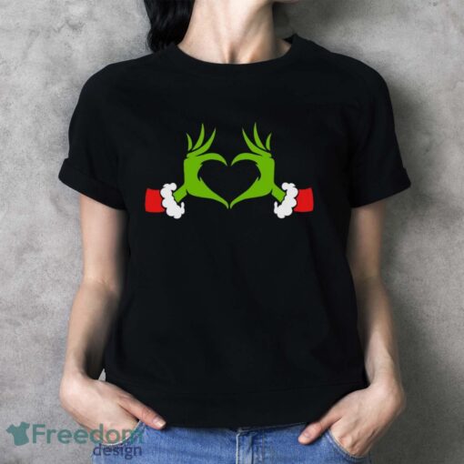 Grinch Heart Hands Shirt, Santa Grinch Tee, Grinch Christmas Shirt - Ladies T-Shirt