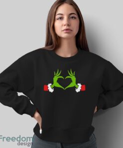 Grinch Heart Hands Shirt, Santa Grinch Tee, Grinch Christmas Shirt - Sweatshirt