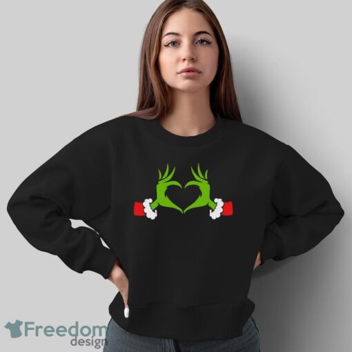 Grinch Heart Hands Shirt, Santa Grinch Tee, Grinch Christmas Shirt - Sweatshirt