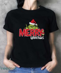 Grinch Middle Finger Shirt, Merry Christmas Tee, Grinch Xmas Shirt - Ladies T-Shirt