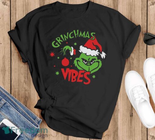 Grinchmas Vibes T-Shirt, Santa Grinch Shirt, Grinch Christmas Shirt - Black T-Shirt