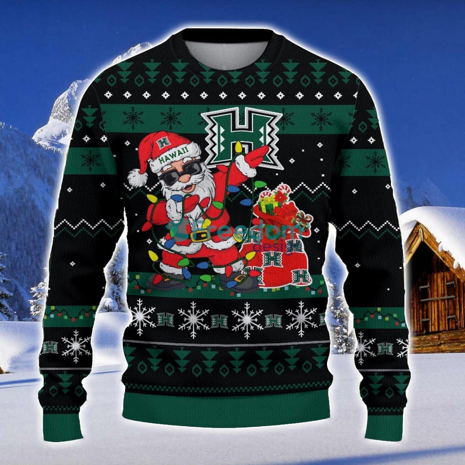 Hawaii Rainbow Warriors Santa Claus Ugly Christmas Sweater Christmas Gift 3D Sweater image Hawaii Rainbow Warriors Santa Claus Ugly Christmas Sweater Christmas Gift 3D Sweater Product Photo 1