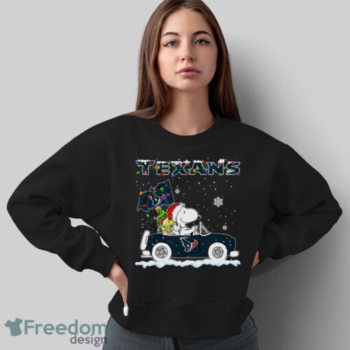 Houston Texans Snoopy And Woodstock Driving Car Shirt Sweatshirt Hoodie - Sweatshirt