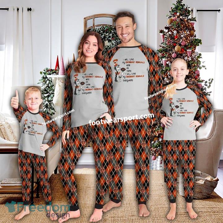 I Will Love My Cincinnati Bengals Everywhere Xmas Family Pajamas Set Kid Men Women image I Will Love My Cincinnati Bengals Everywhere Xmas Family Pajamas Set Kid Men Women - I Will Love My Cincinnati Bengals Everywhere Xmas Family Pajamas Set Kid Men Women