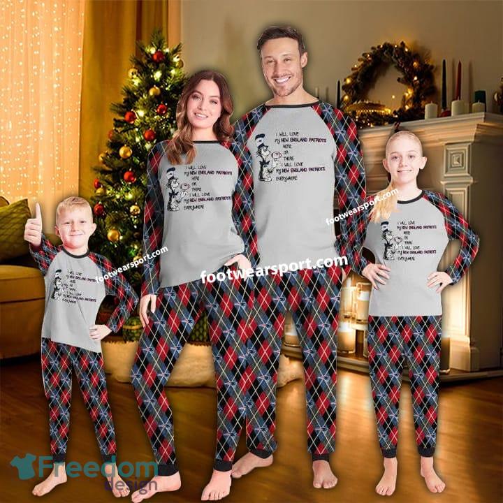 I Will Love My New England Patriots Everywhere Ugly Christmas Pajamas Set Family Kid Men Women image I Will Love My New England Patriots Everywhere Ugly Christmas Pajamas Set Family Kid Men Women - I Will Love My New England Patriots Everywhere Ugly Christmas Pajamas Set Family Kid Men Women