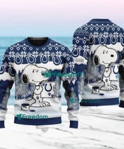 Indianapolis Colts Nfl Snoopy Pine Tree Christmas Ugly Sweater Custom Name