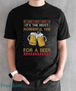 It's The Most Wonderful Time For A Beer Sweatshirt, Ugly Christmas Sweater - Black Unisex T-Shirt